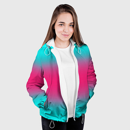Женская куртка Градиент текстура неон / 3D-Белый – фото 3