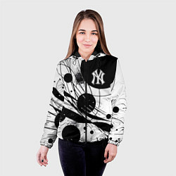Куртка с капюшоном женская New York Yankees baseball team - abstraction, цвет: 3D-черный — фото 2