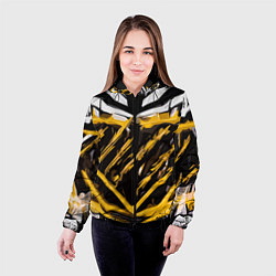 Куртка с капюшоном женская Yellow and white abstraction on a black background, цвет: 3D-черный — фото 2