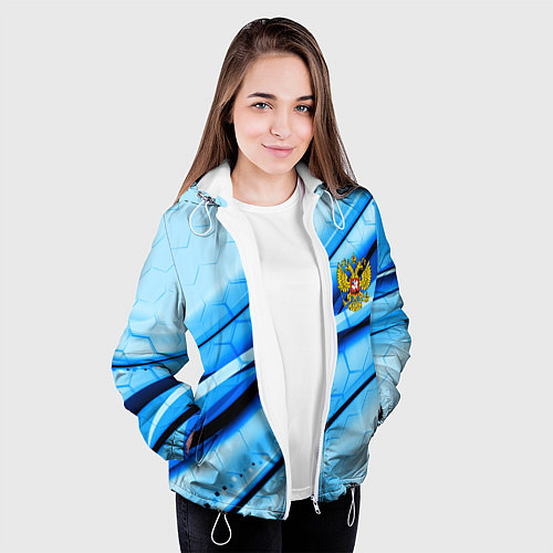 Женская куртка Герб РФ соты текстура / 3D-Белый – фото 3