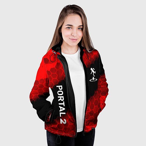 Женская куртка Portal hexagon pattern / 3D-Черный – фото 3