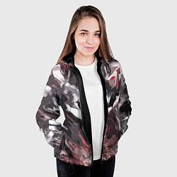 Куртка с капюшоном женская Абстрактный узор черно-серый, цвет: 3D-черный — фото 2