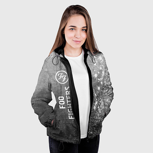 Женская куртка Foo Fighters - grey gradient по-вертикали / 3D-Черный – фото 3