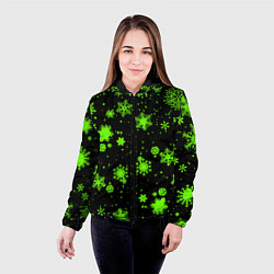 Куртка с капюшоном женская Кислотные снежинки текстура, цвет: 3D-черный — фото 2