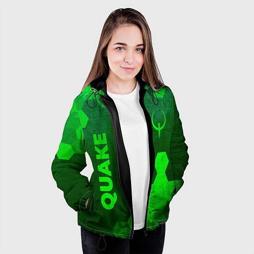 Женская куртка Quake - green gradient вертикально / 3D-Черный – фото 3