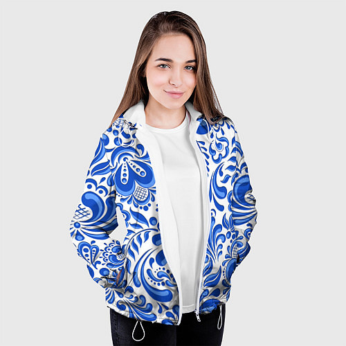 Женская куртка Русская гжель / 3D-Белый – фото 3