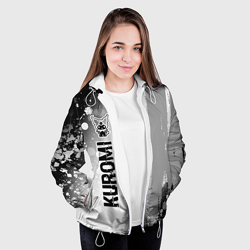 Женская куртка Kuromi glitch на светлом фоне по-вертикали / 3D-Белый – фото 3