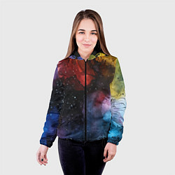 Куртка с капюшоном женская Акварельная цветная абстракция, цвет: 3D-черный — фото 2