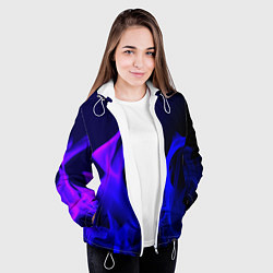Куртка с капюшоном женская Неоновый огонь текстура, цвет: 3D-белый — фото 2