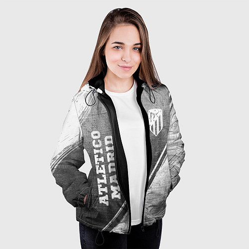 Женская куртка Atletico Madrid - grey gradient вертикально / 3D-Черный – фото 3