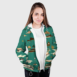 Куртка с капюшоном женская Осенний городской парк, цвет: 3D-белый — фото 2