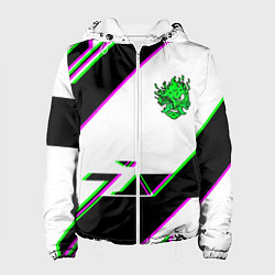 Куртка с капюшоном женская Cyberpunk logo geometry, цвет: 3D-белый