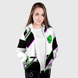 Куртка с капюшоном женская Cyberpunk logo geometry, цвет: 3D-белый — фото 2