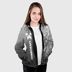 Куртка с капюшоном женская Minecraft - grey gradient по-вертикали, цвет: 3D-черный — фото 2