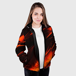 Куртка с капюшоном женская Geometry orange stripes, цвет: 3D-черный — фото 2