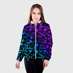 Куртка с капюшоном женская Фортнайт неон, цвет: 3D-белый — фото 2