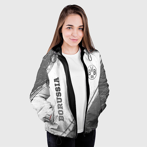 Женская куртка Borussia - white gradient вертикально / 3D-Черный – фото 3