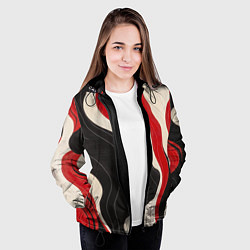 Куртка с капюшоном женская Абстрактные волнистые полосы, цвет: 3D-черный — фото 2