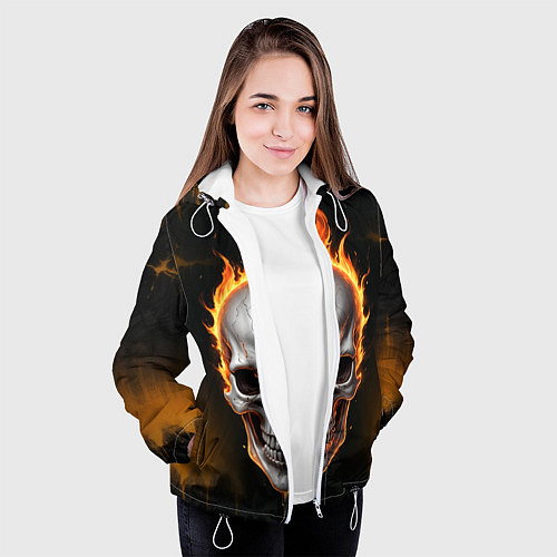 Женская куртка Череп в огне / 3D-Белый – фото 3