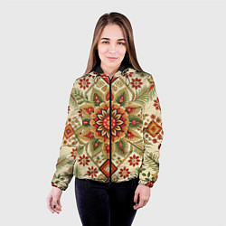 Куртка с капюшоном женская Русские классические узоры и орнамент, цвет: 3D-черный — фото 2