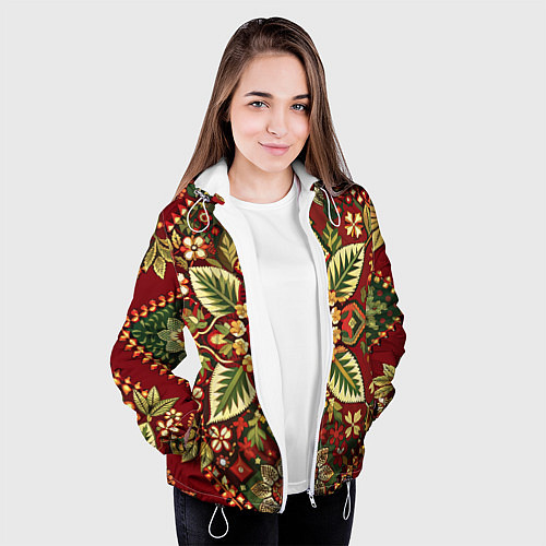 Женская куртка Стиль советского ковра узоры и орнамент / 3D-Белый – фото 3