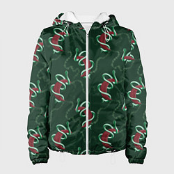 Женская куртка Зеленая змея символ 2025 года на красной луне