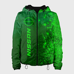 Куртка с капюшоном женская Nissan - green gradient по-вертикали, цвет: 3D-черный