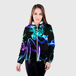 Куртка с капюшоном женская Неоновый дым текстура, цвет: 3D-белый — фото 2