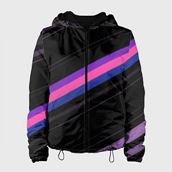 Куртка с капюшоном женская Неоновые полосы, цвет: 3D-черный