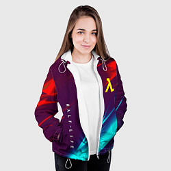 Куртка с капюшоном женская Half life stripes neon, цвет: 3D-белый — фото 2