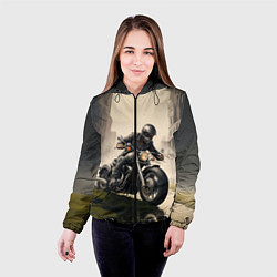 Куртка с капюшоном женская Скетч байкер, цвет: 3D-черный — фото 2