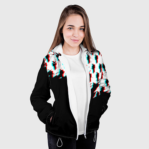 Женская куртка Billie Eilish pattern glitch / 3D-Белый – фото 3