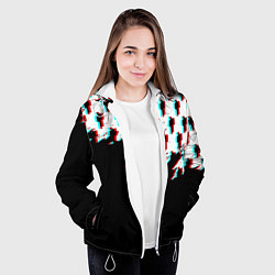 Куртка с капюшоном женская Billie Eilish pattern glitch, цвет: 3D-белый — фото 2