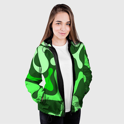 Женская куртка Камуфляж зеленый крупный / 3D-Черный – фото 3