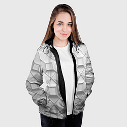 Куртка с капюшоном женская Бело серая геометрия, цвет: 3D-черный — фото 2