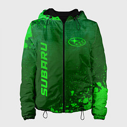 Куртка с капюшоном женская Subaru - green gradient вертикально, цвет: 3D-черный