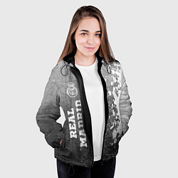 Куртка с капюшоном женская Real Madrid - grey gradient по-вертикали, цвет: 3D-черный — фото 2