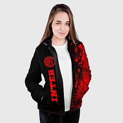Куртка с капюшоном женская Inter - red gradient по-вертикали, цвет: 3D-черный — фото 2