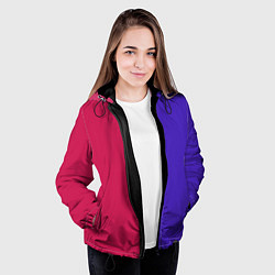 Куртка с капюшоном женская Полосы фуксия, фиолетовый и черный, цвет: 3D-черный — фото 2