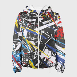 Куртка с капюшоном женская Дизайнерская абстракция, цвет: 3D-белый