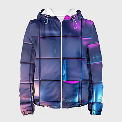 Куртка с капюшоном женская Неоновые кубики, цвет: 3D-белый
