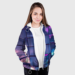 Куртка с капюшоном женская Неоновые кубики, цвет: 3D-белый — фото 2
