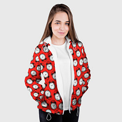Куртка с капюшоном женская Будильник паттерн, цвет: 3D-белый — фото 2