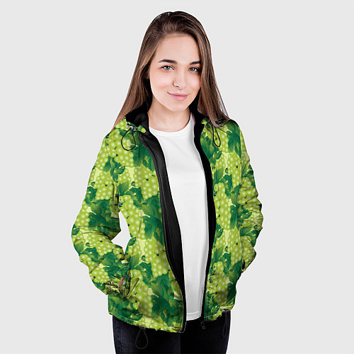 Женская куртка Виноградный цветной паттерн / 3D-Черный – фото 3