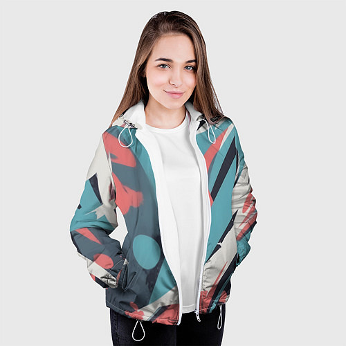 Женская куртка Граффити в пастельных тонах абстракция / 3D-Белый – фото 3