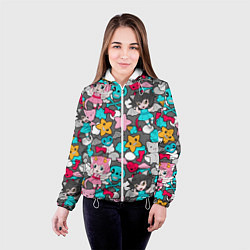 Куртка с капюшоном женская Каракули каваи, цвет: 3D-белый — фото 2