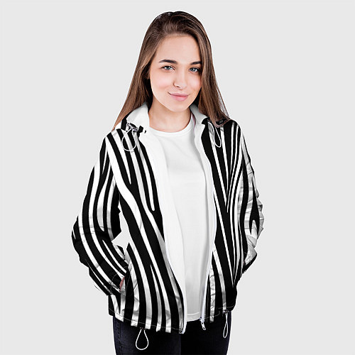 Женская куртка Полоски зебры / 3D-Белый – фото 3