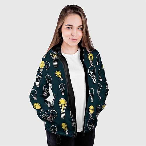 Женская куртка Инновации паттерн - лампочки электрические излучен / 3D-Черный – фото 3