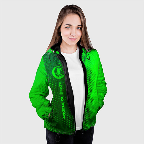 Женская куртка Angels of Death - green gradient по-вертикали / 3D-Черный – фото 3