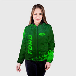 Куртка с капюшоном женская Ford - green gradient вертикально, цвет: 3D-черный — фото 2